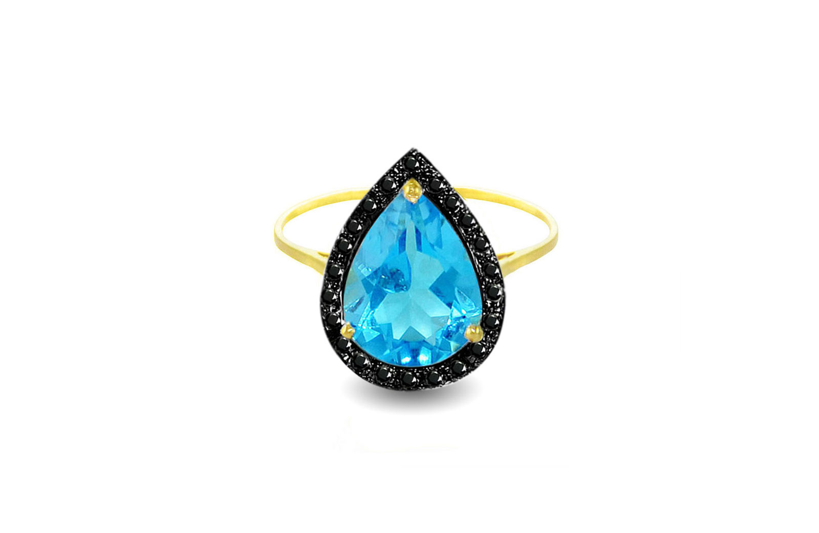  Vera Perla 18K Gold 0.12Ct Genuine Black Diamonds Topaz Ring