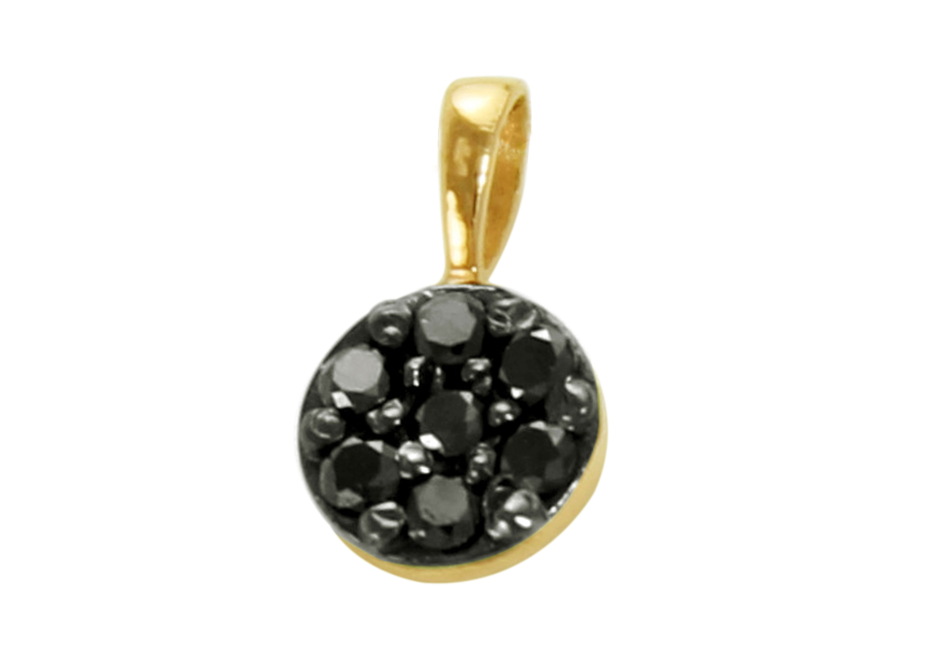  Vera Perla 18K Solid Black and Yellow Gold 0.07Cts Genuine Black Diamonds Pendant