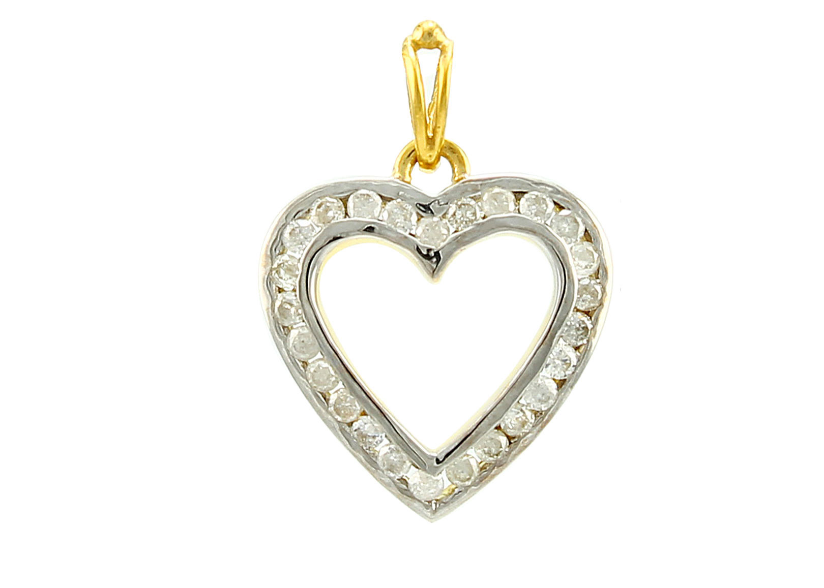  Vera Perla 18K Solid Gold and 0.25Cts Diamonds Chanel Setting Heart Pendant