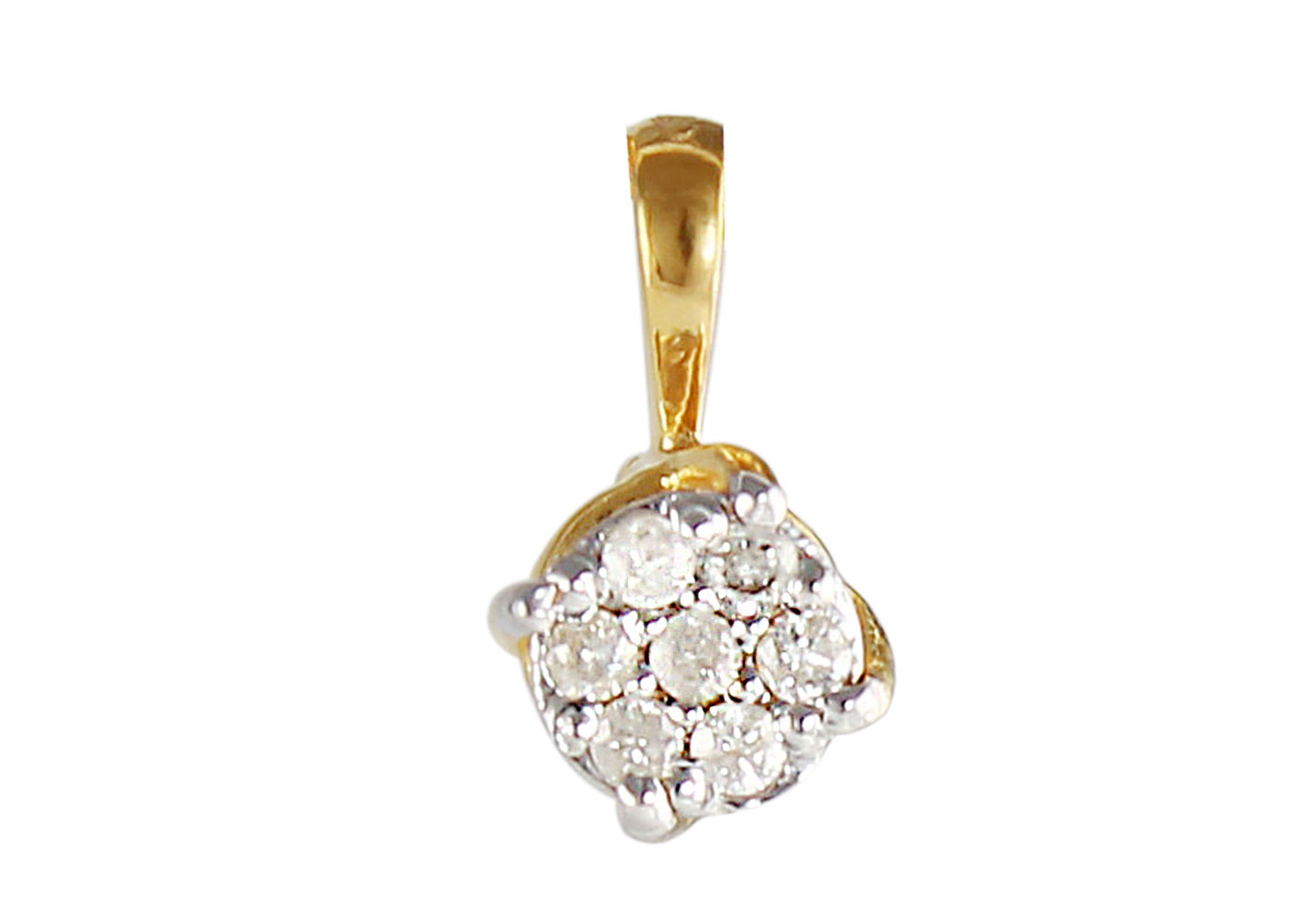  Vera Perla 18K Solid Yellow Gold 0.07Cts Genuine Diamonds Twisted Solitaire Pendant