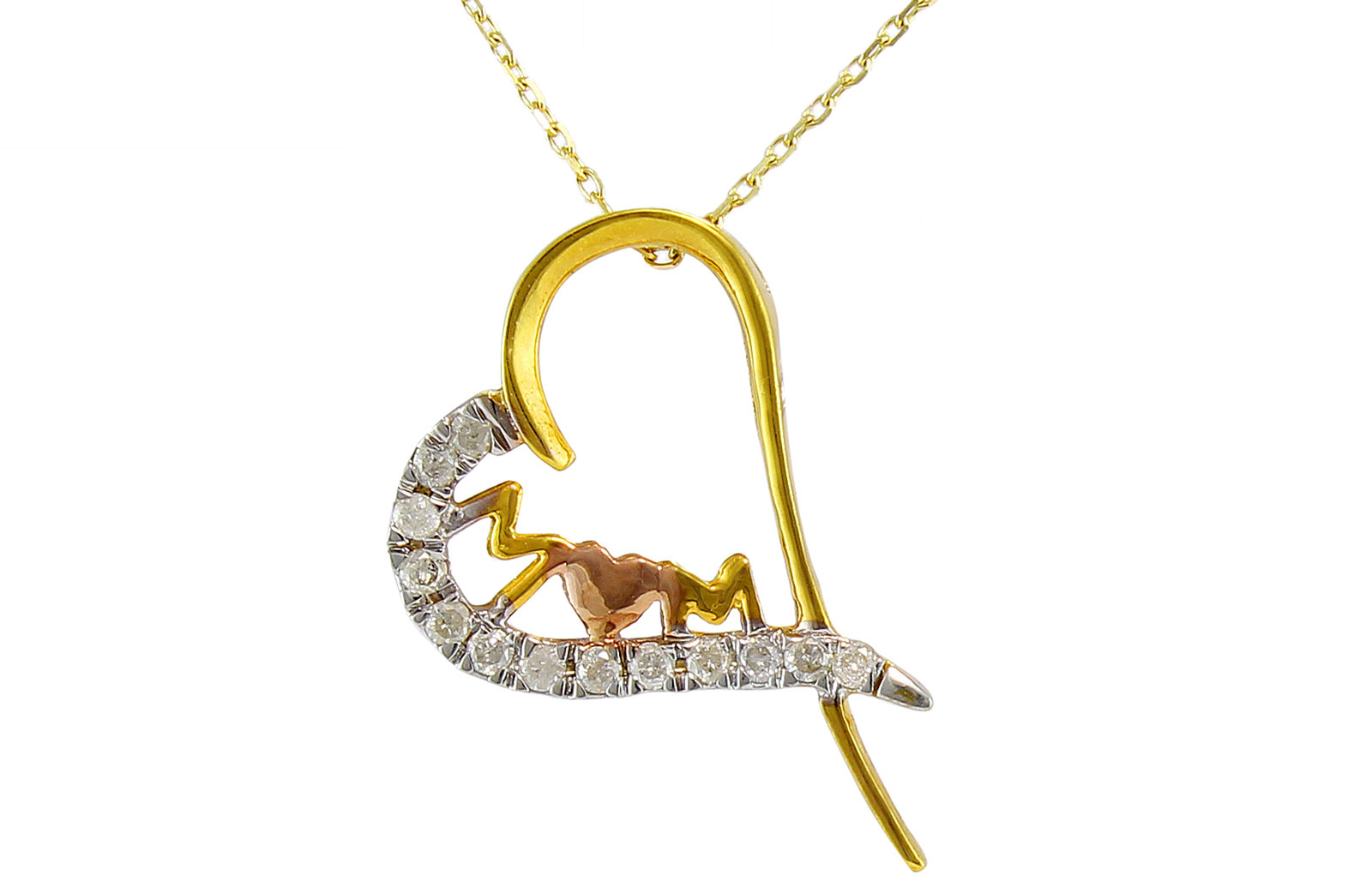 Vera Perla 18K 3 Tone Gold and 0.13Cts Diamonds  Necklace