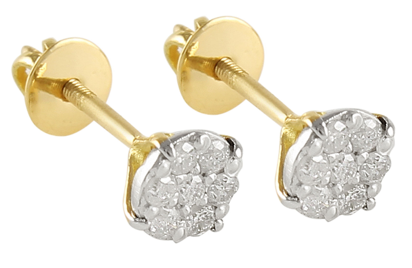 Vera Perla 10k Solid Gold and 0.14cts Genuine Diamonds Solitaire Screw Back Earrings 