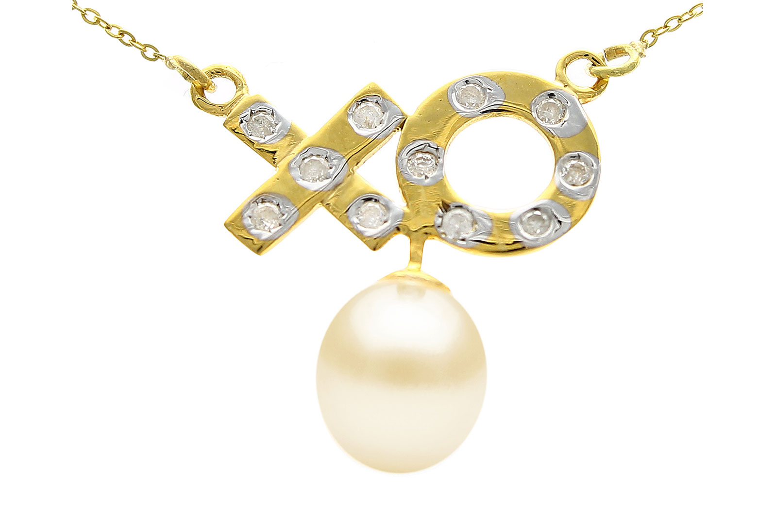 Vera Perla 10k Solid Gold and 0.11cts Diamonds Necklace