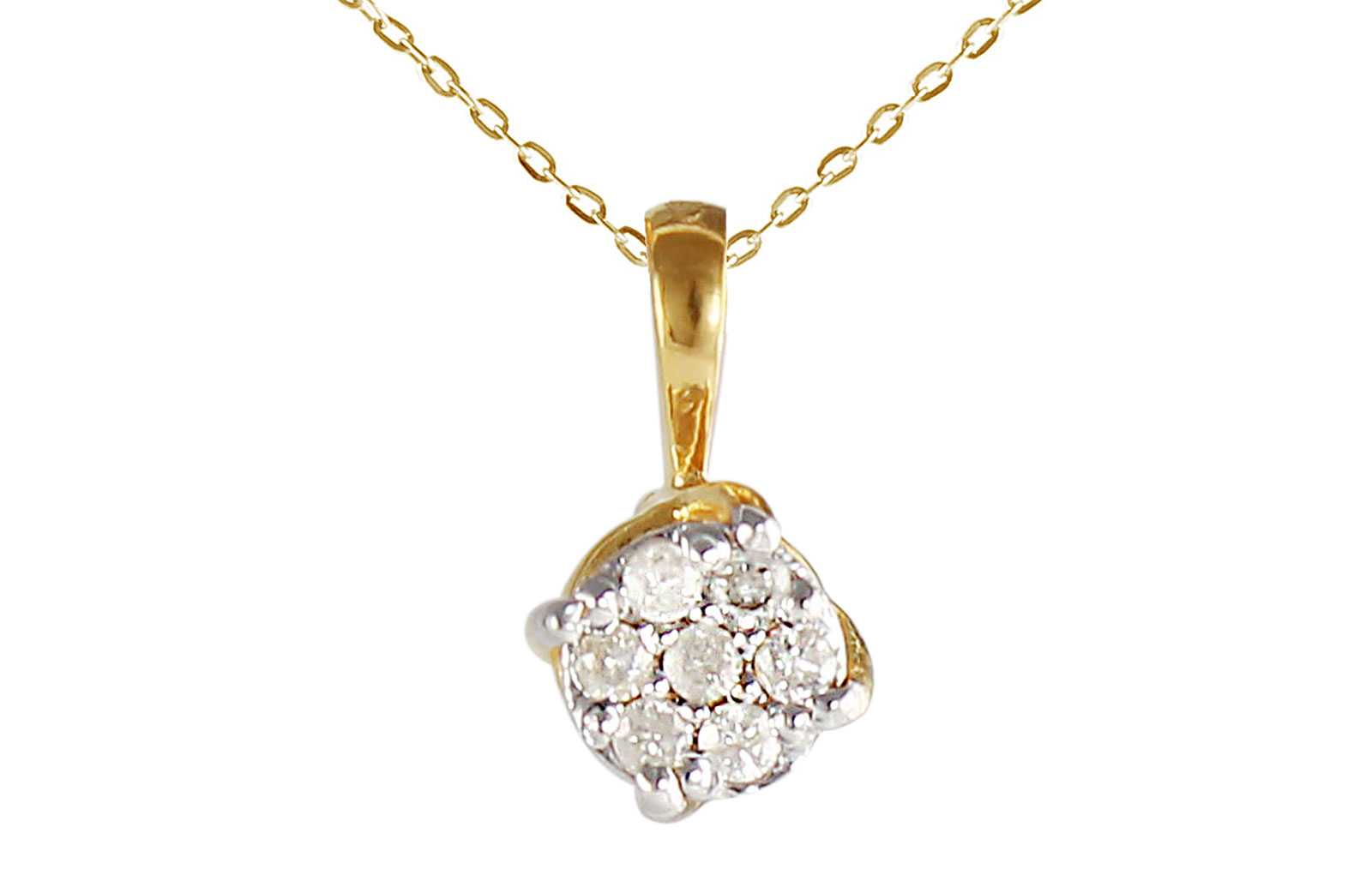 Vera Perla 10k Solid Yellow Gold 0.07CTS Genuine Diamonds Twisted Solitaire Necklace