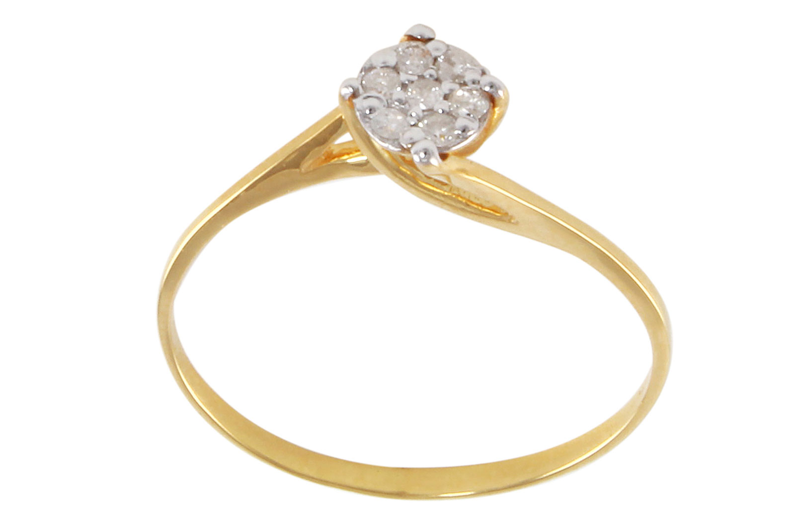 Vera Perla  22K  Gold 0.07KTS Genuine Diamonds TWISTED SOLITAIRE RING -SIZE 6 US