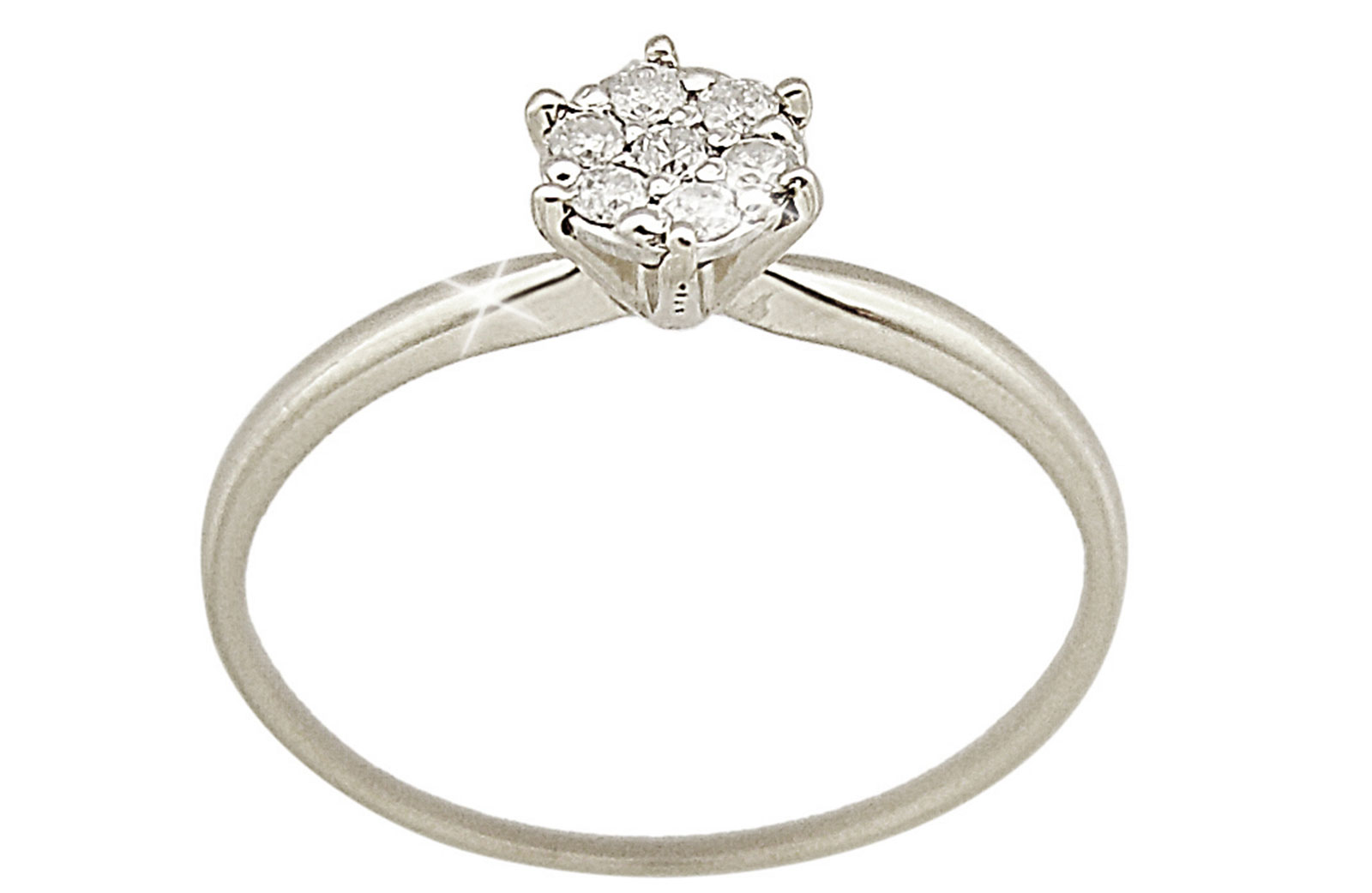 Vera Perla 18K Solid White Gold 0.07Cts Genuine Diamonds  Solitaire Ring 