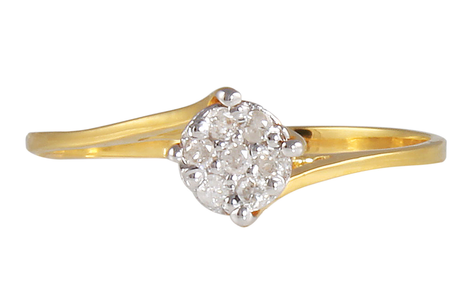 Vera Perla 18K Gold 0.07Cts Genuine Diamonds Twisted Solitaire Ring -Size 6 US