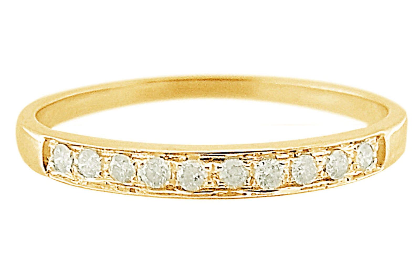 Vera Perla 18K Solid Yellow Gold 0.10Cts Genuine Diamonds Eternity Band Ring