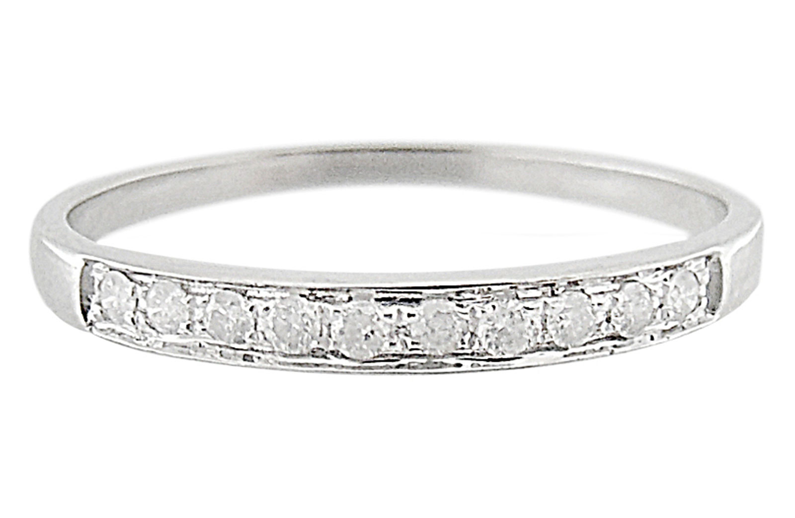 Vera Perla 18K Solid Gold 0.10Cts Genuine Diamonds Eternity Band Ring 