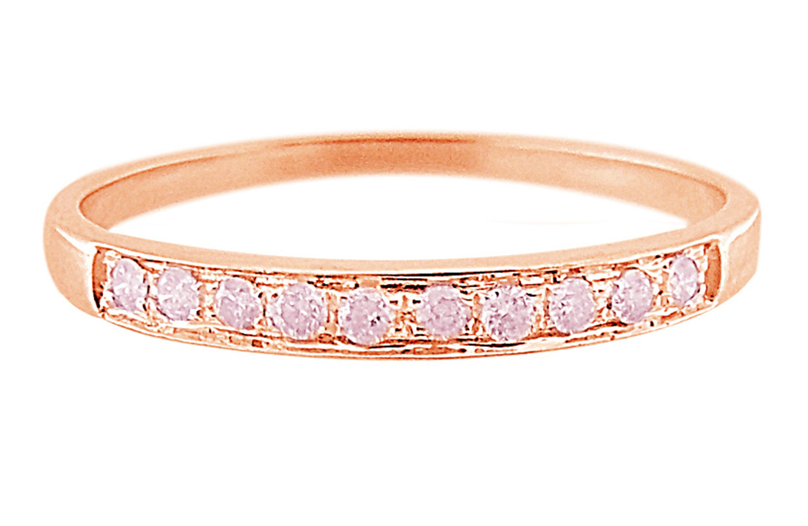 Vera Perla  18K Solid Rose Gold 0.10Cts Genuine Diamonds Eternity Band Ring 