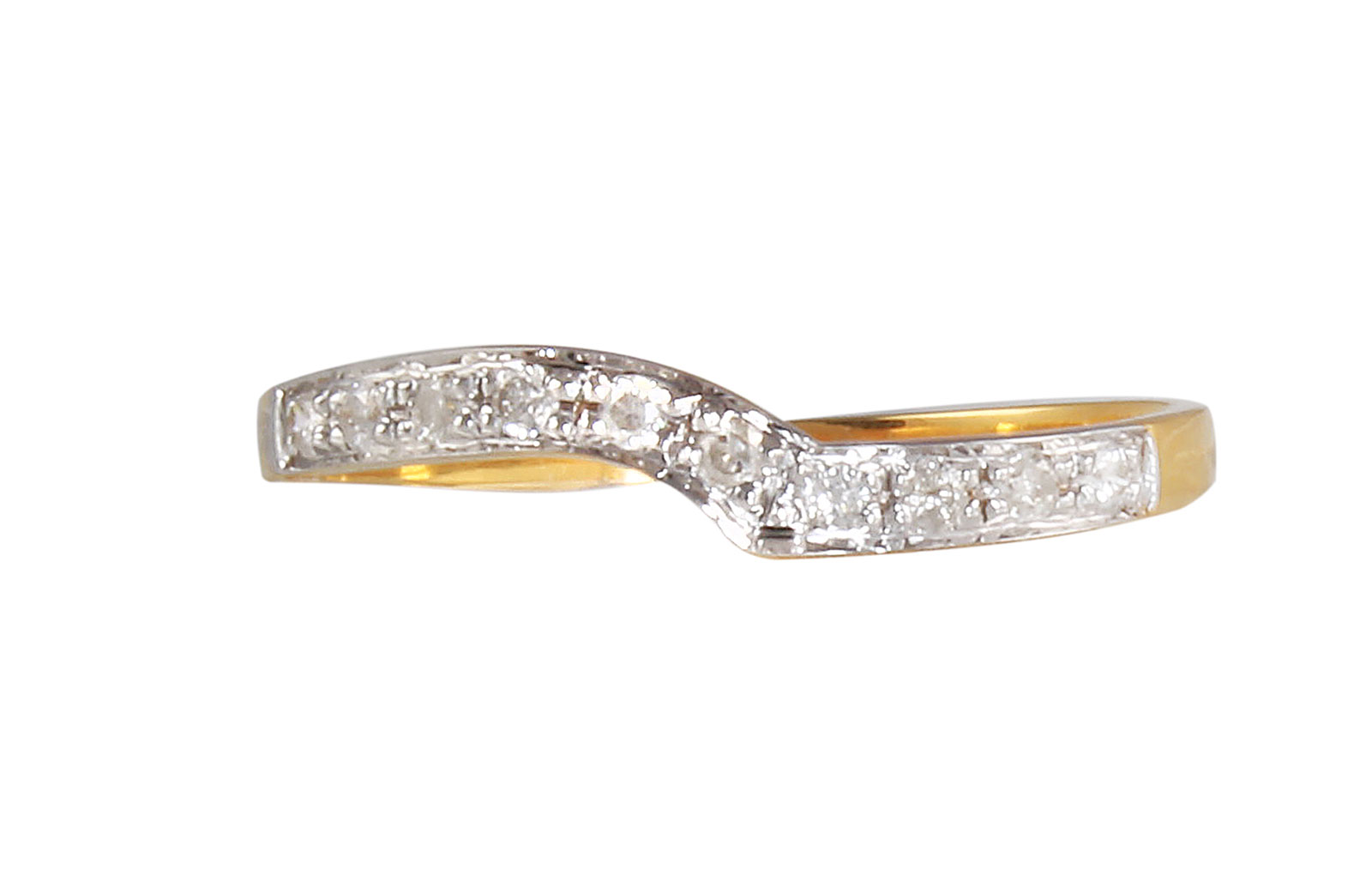 Vera Perla  18K White and Yellow Gold 0.10Cts Genuine Diamonds Twisted Eternity Band Ring