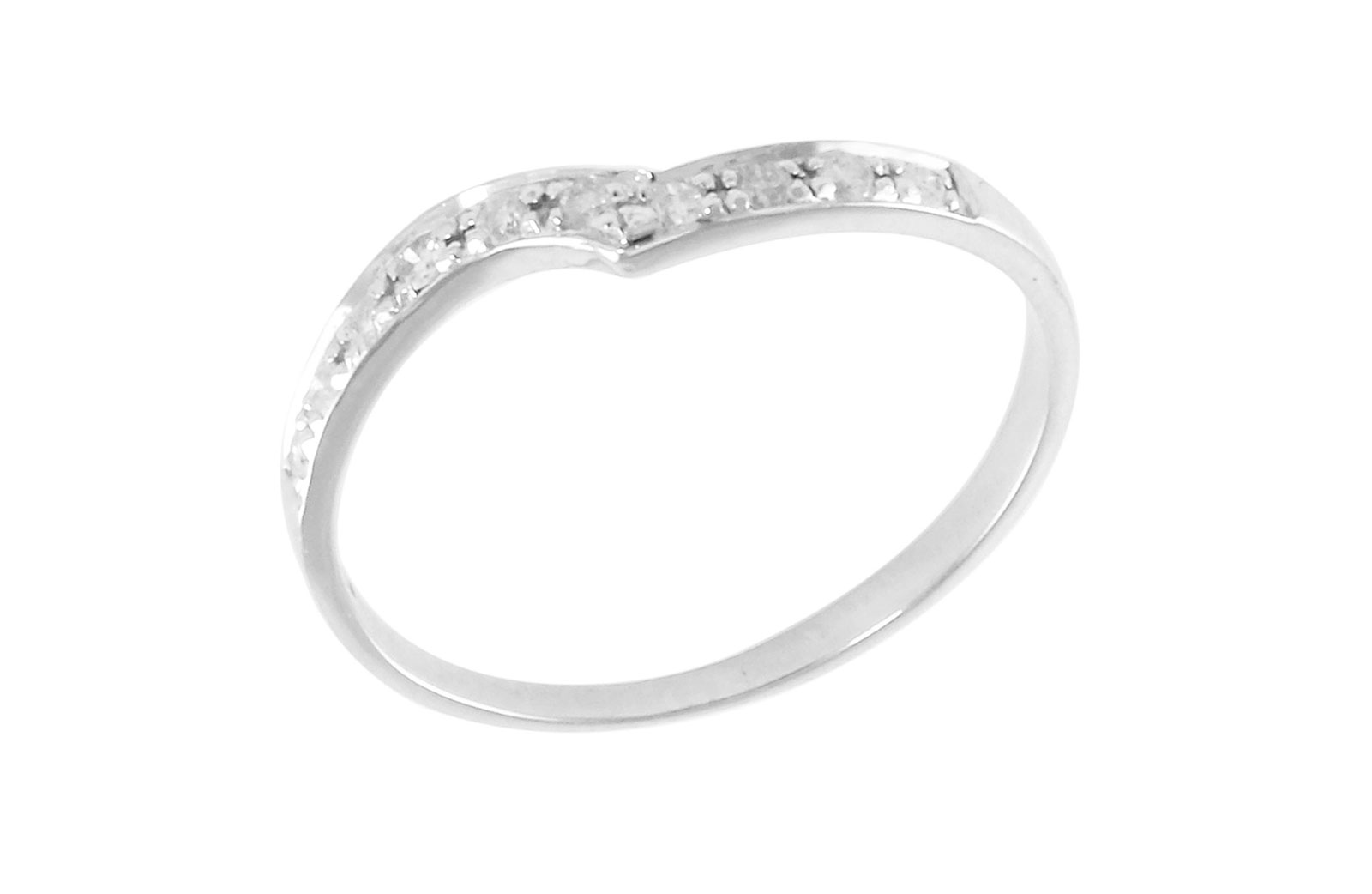 Vera Perla  18K White Gold 0.10Cts Genuine Diamonds Twisted Eternity Band Ring