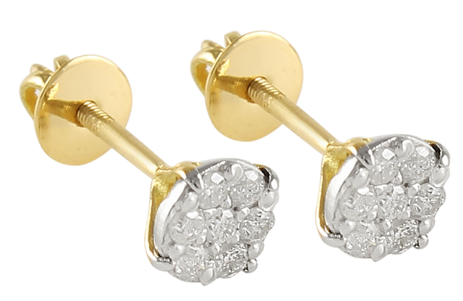 Vera Perla 18K Solid Gold and 0.14Cts Genuine Diamonds Solitaire Screw Back Earrings