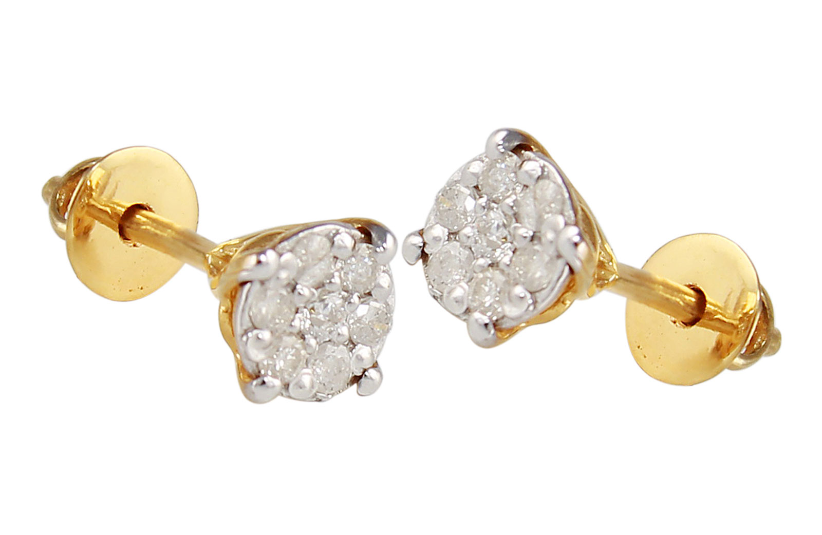 Vera Perla 18K Solid Yellow Gold and 0.14Cts Genuine Diamonds Twisted Solitaire Push Back Earrings 