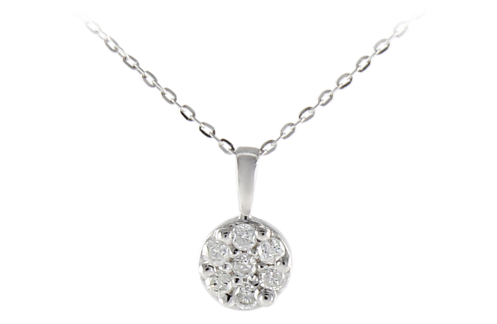 Vera Perla 18K Solid White Gold 0.07Cts Genuine Diamonds Solitaire Necklace 