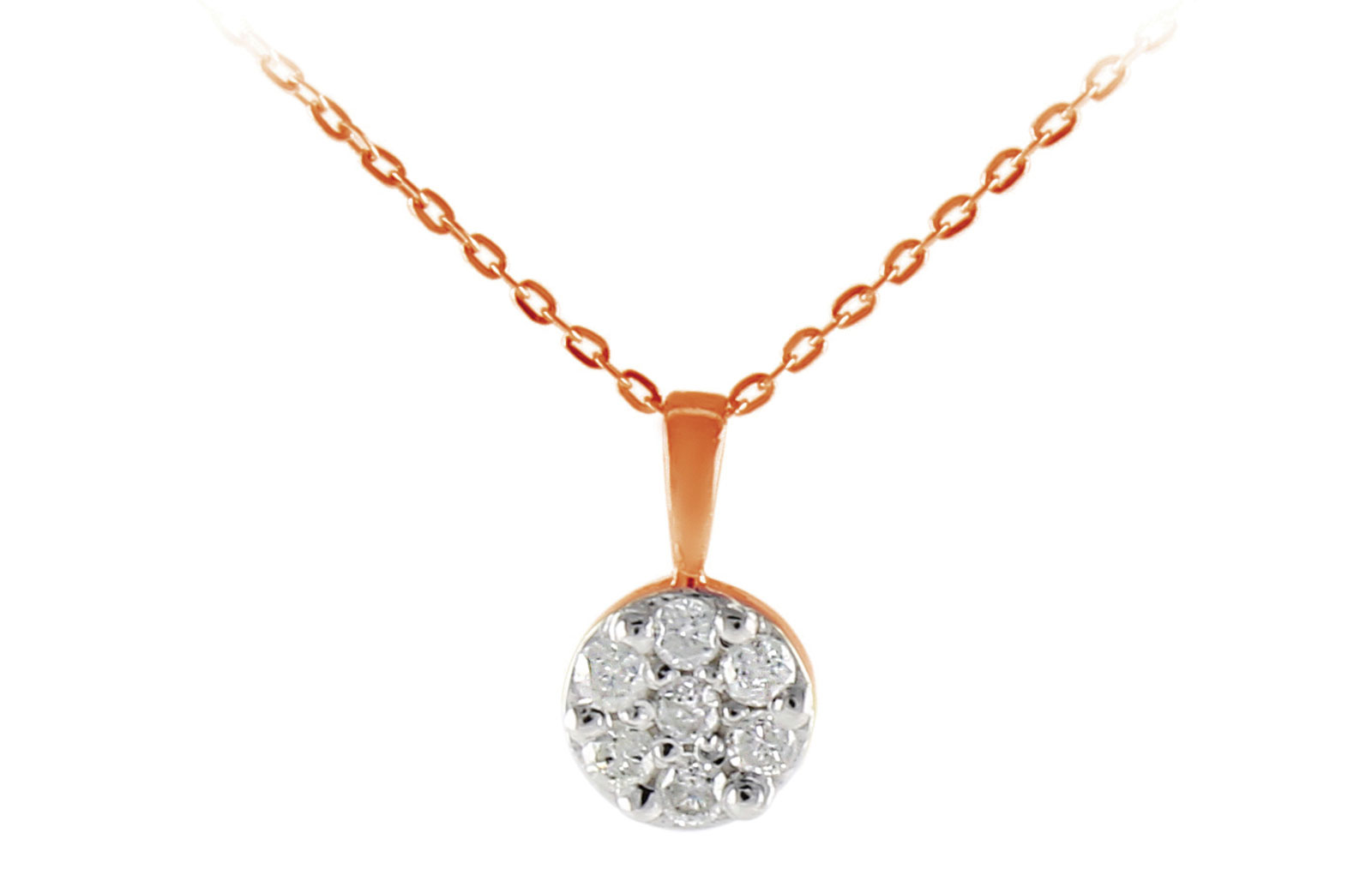 Vera Perla  18K Solid Rose Gold 0.07Cts Genuine Diamonds Solitaire Necklace