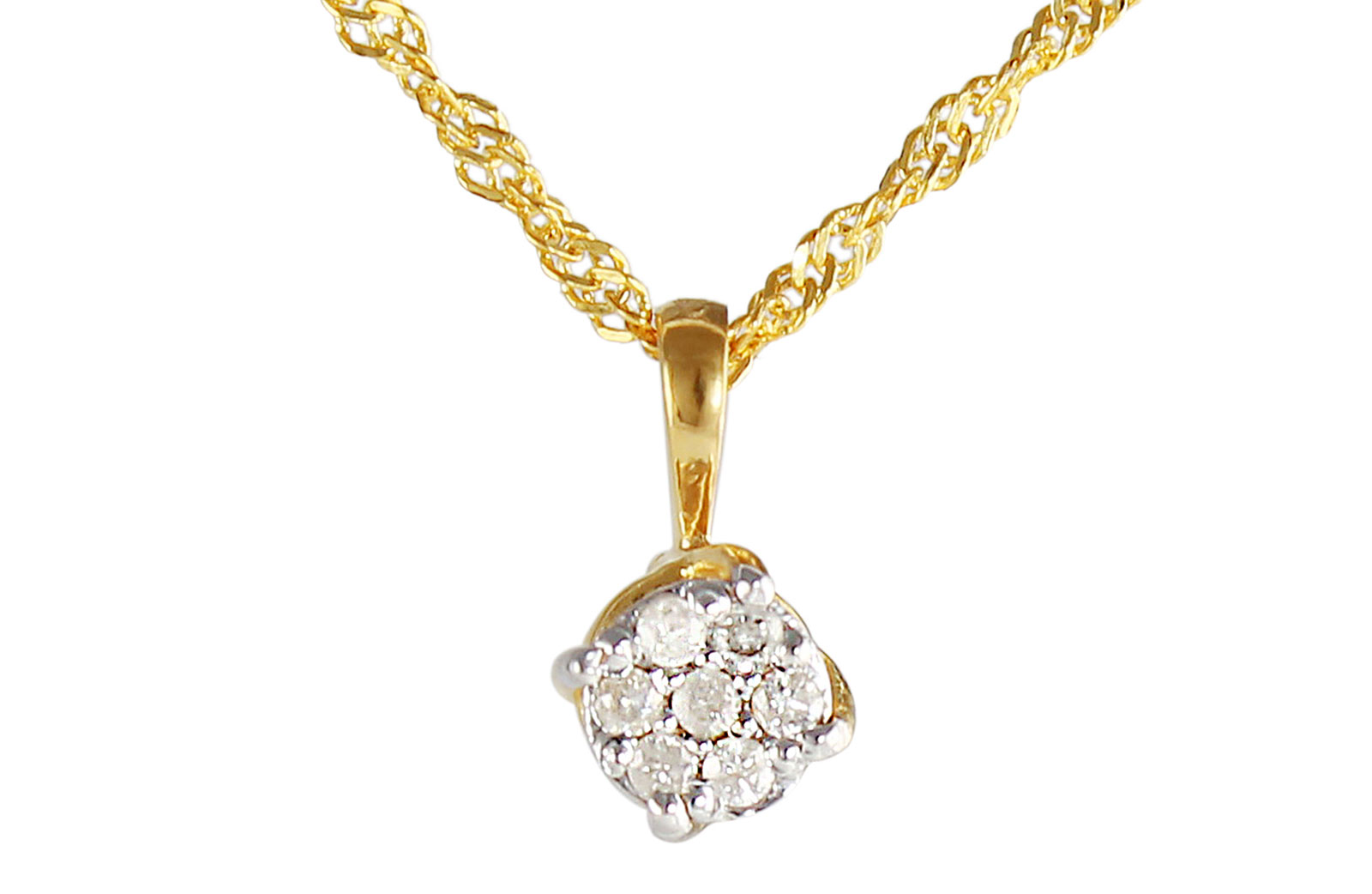 Vera Perla 18K Solid Yellow Gold 0.07Cts Genuine Diamonds Twisted Solitaire Necklace