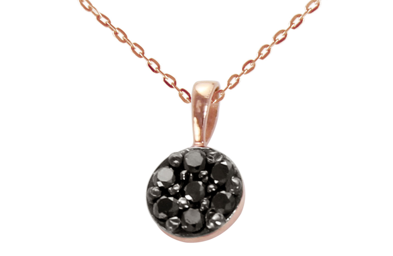 Vera Perla  18K Solid Black and Rose Gold 0.07Cts Genuine Black Diamonds Solitaire Necklace