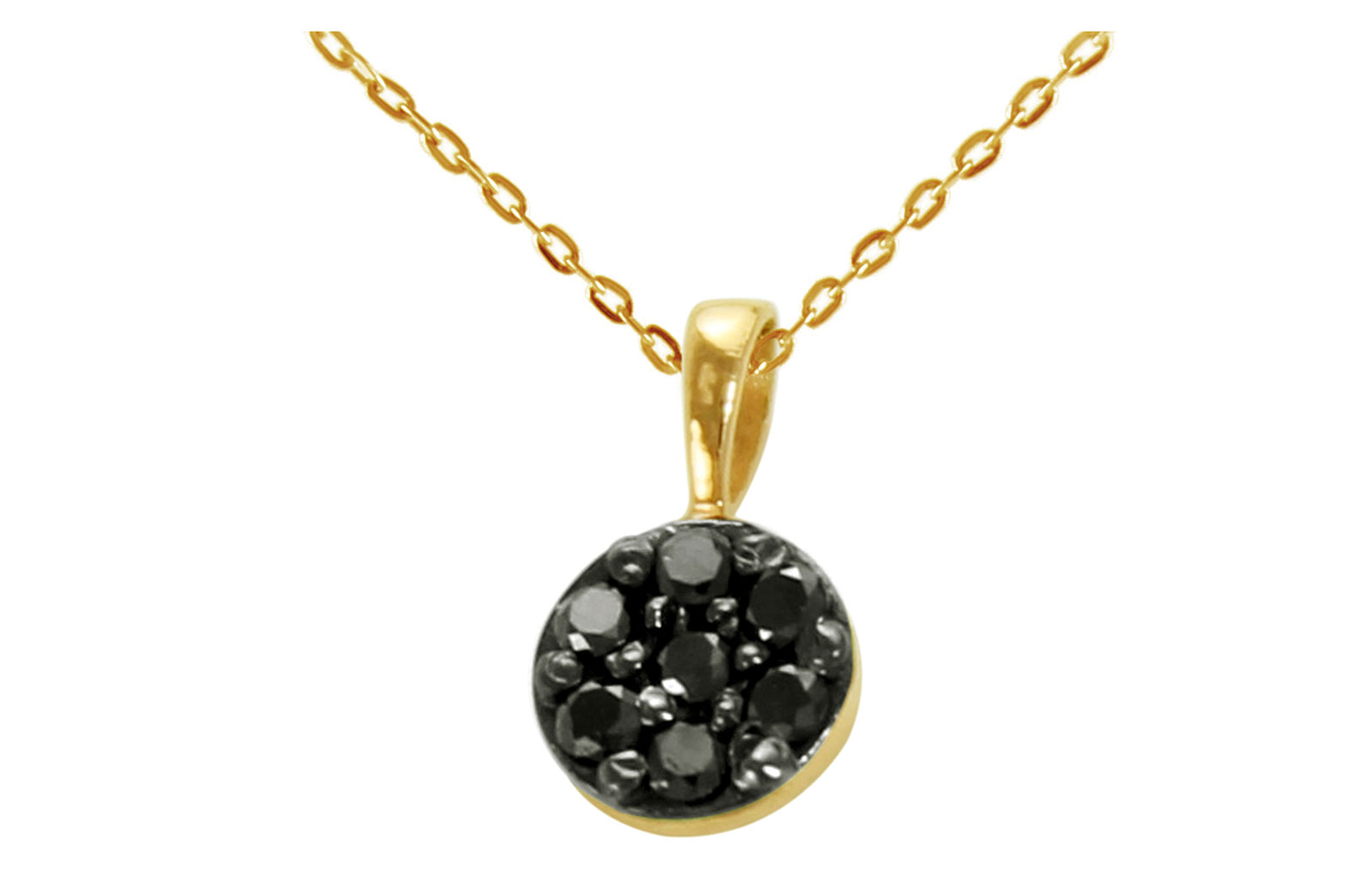 Vera Perla  18K Solid Black and Yellow Gold 0.07Cts Genuine Black Diamonds Solitaire Necklace