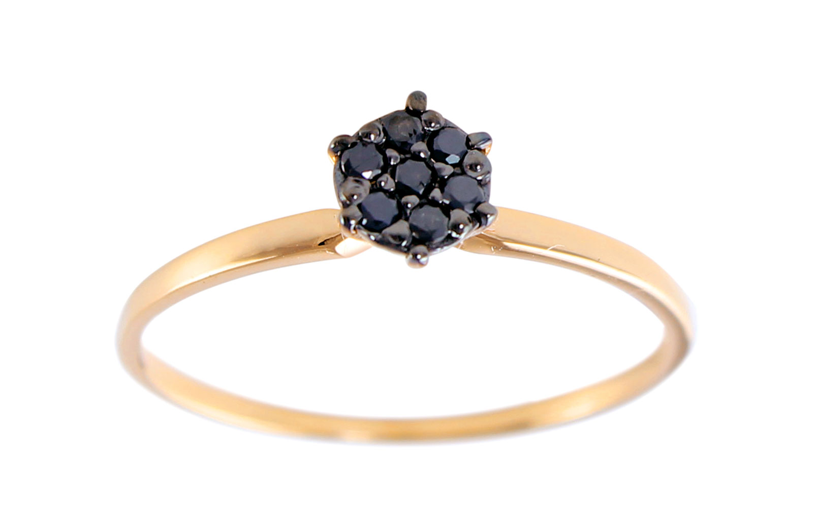 Vera Perla 18K Solid Black and Rose Gold 0.07Cts Genuine Diamonds  Solitaire Ring -Size 6.5 US