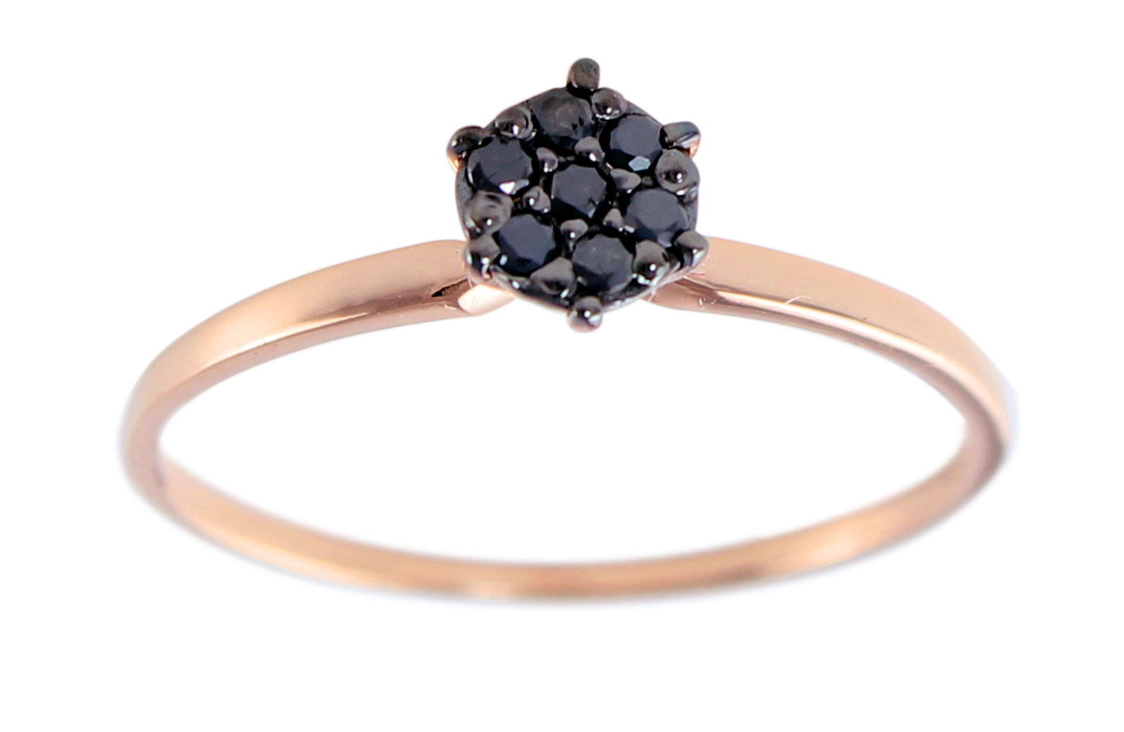 Vera Perla  18K Solid Black and Yellow Gold 0.07Cts Genuine Black Diamonds  Solitaire Ring -Size 6.5 US