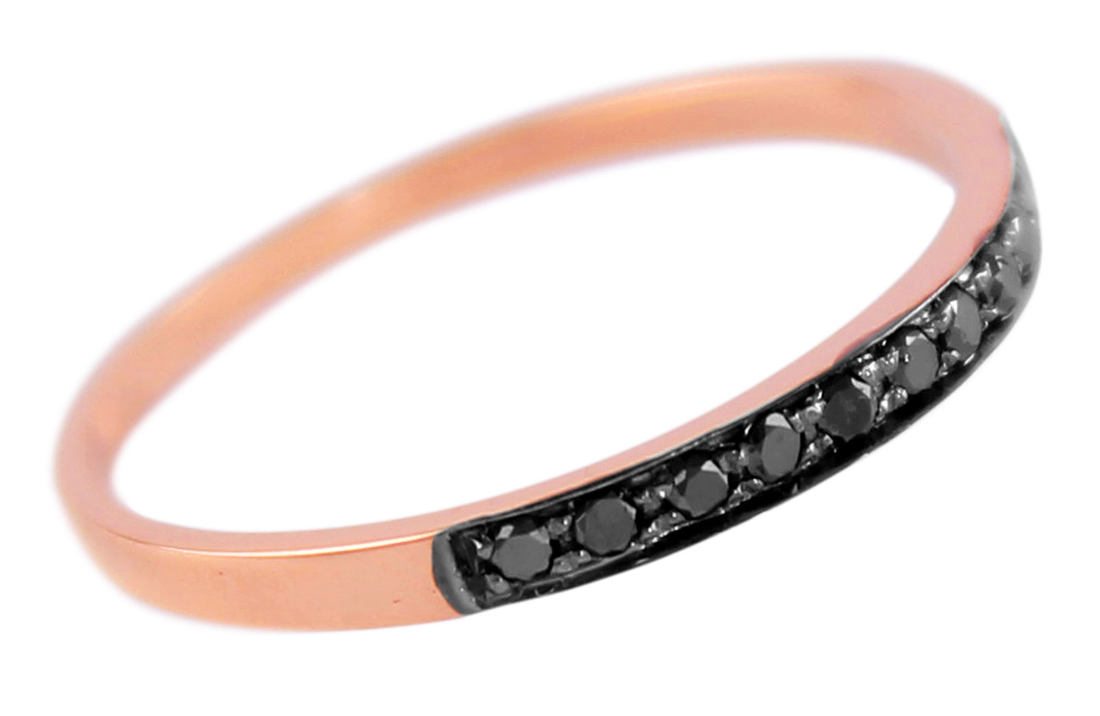 Vera Perla 18K Solid Black and Rose Gold 0.10Cts Genuine Diamonds Eternity Band Ring -Size 6.5 US