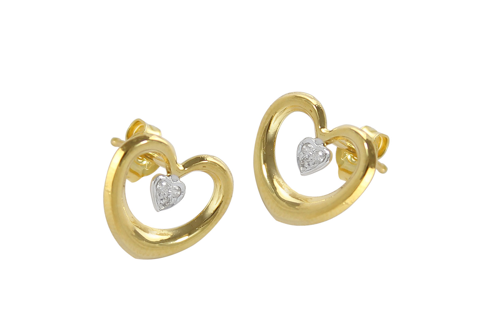 Vera Perla 18K Solid Gold, 0.06Cts Diamonds Hollow  Earrings
