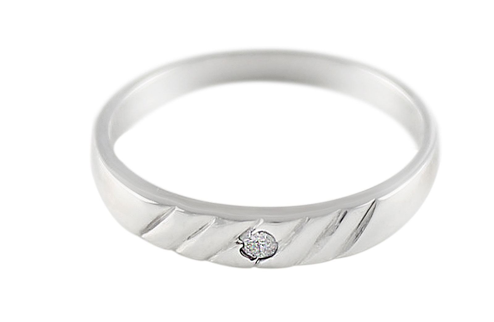 Vera Perla 925 Sterling Silver 0.03Cts Diamond Band Ring- Size 7US