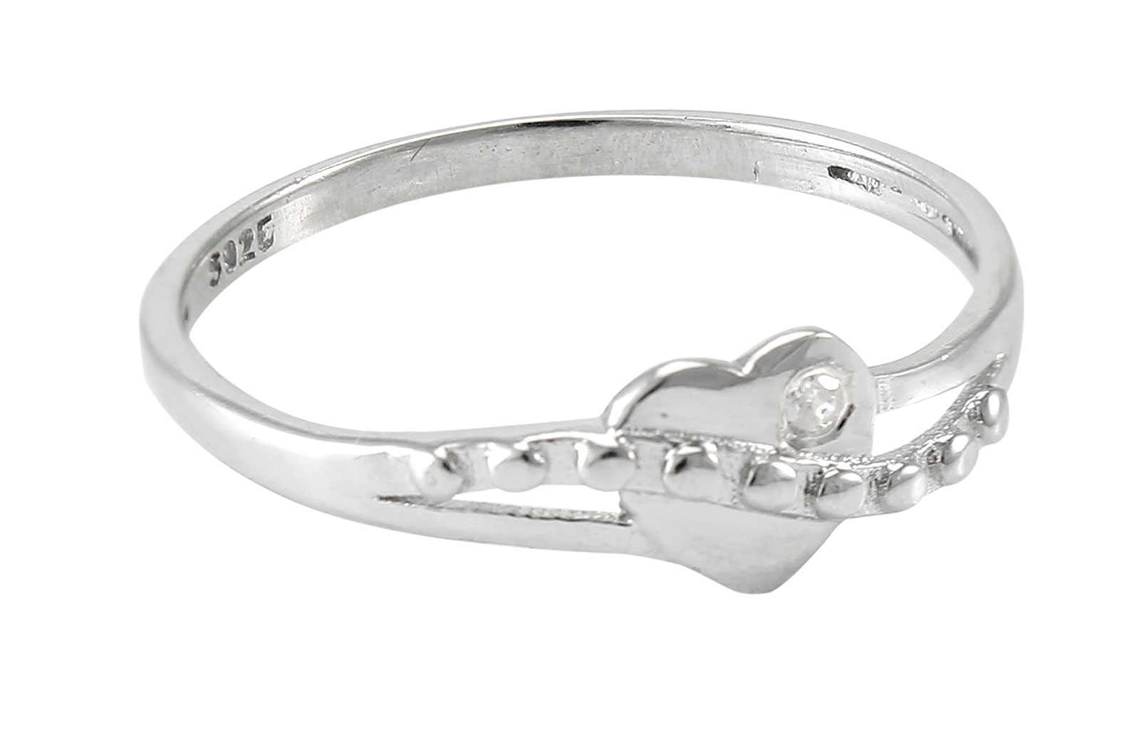 Vera Perla 925 Sterling Silver 0.01Cts Genuine Diamond Heart Ring