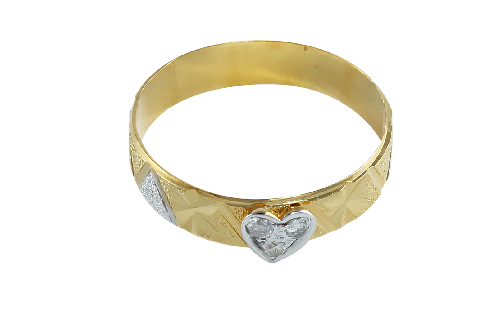 Vera Perla 18K Solid  Gold 0.06Cts Genuine Diamonds Heart Band Ring
