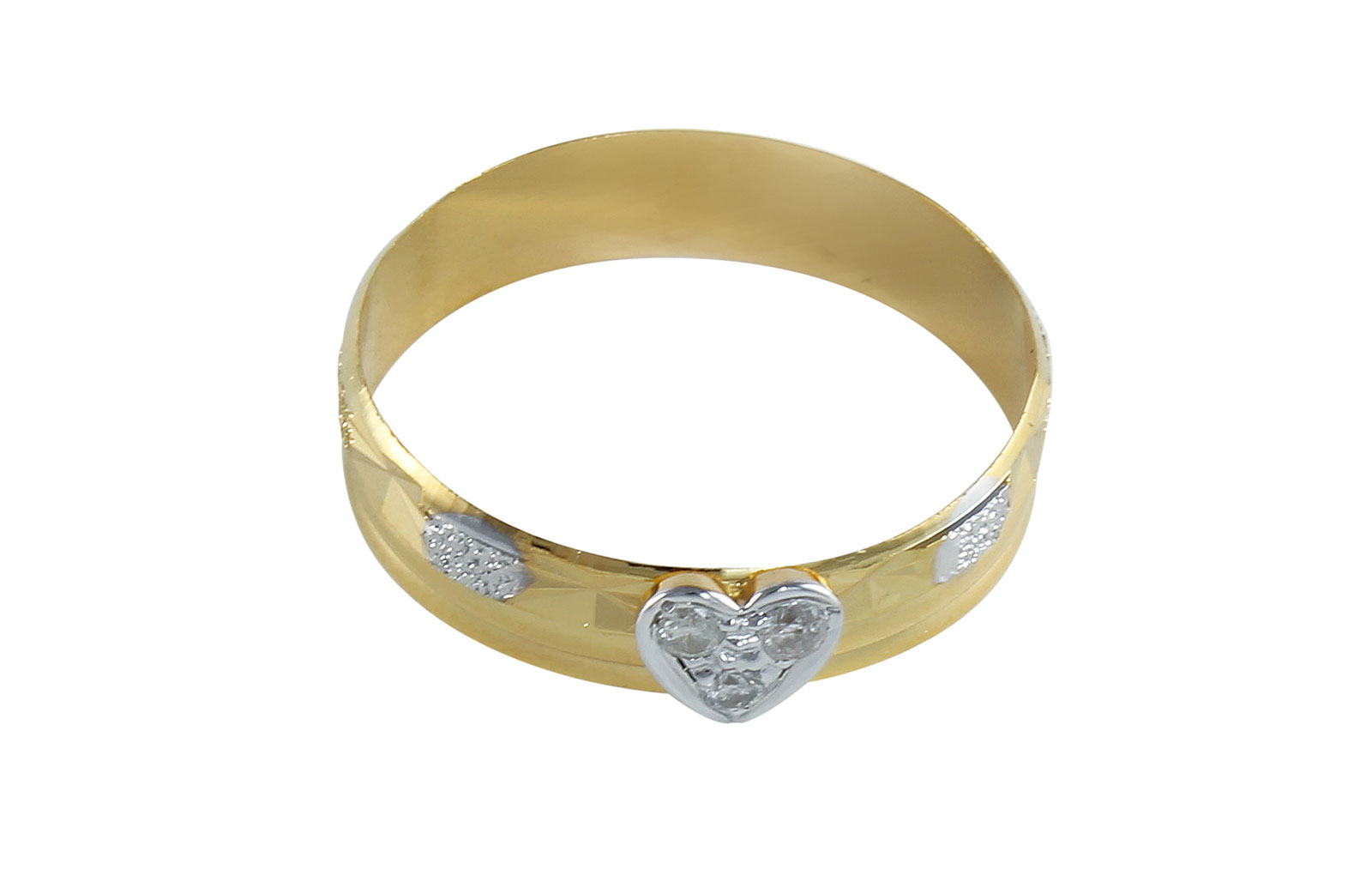 Vera Perla 18K Solid  Gold 0.06Cts Genuine Diamonds Heart Band Ring