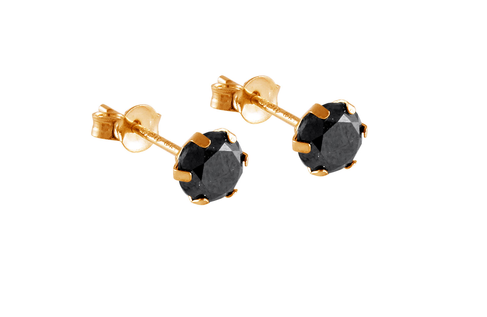 Vera Perla 18K Yellow Gold and 0.90Ct Genuine Black Diamond Solitaire  Earrings 