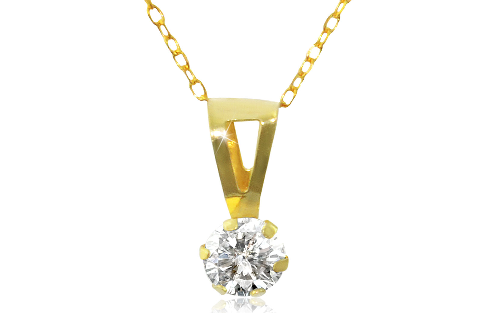 Vera Perla 18K Solid Gold and Cubic Zircon Solitaire Necklace
