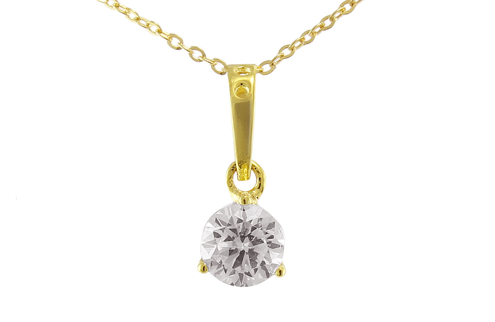 Vera Perla 18K Solid Gold and Cubic Zircon Solitaire Necklace