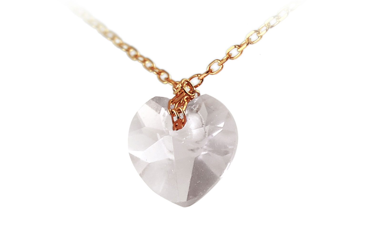 Vera Perla 18K Rose Gold 7mm Heart Cut Genuine Rose Quartz Necklace 