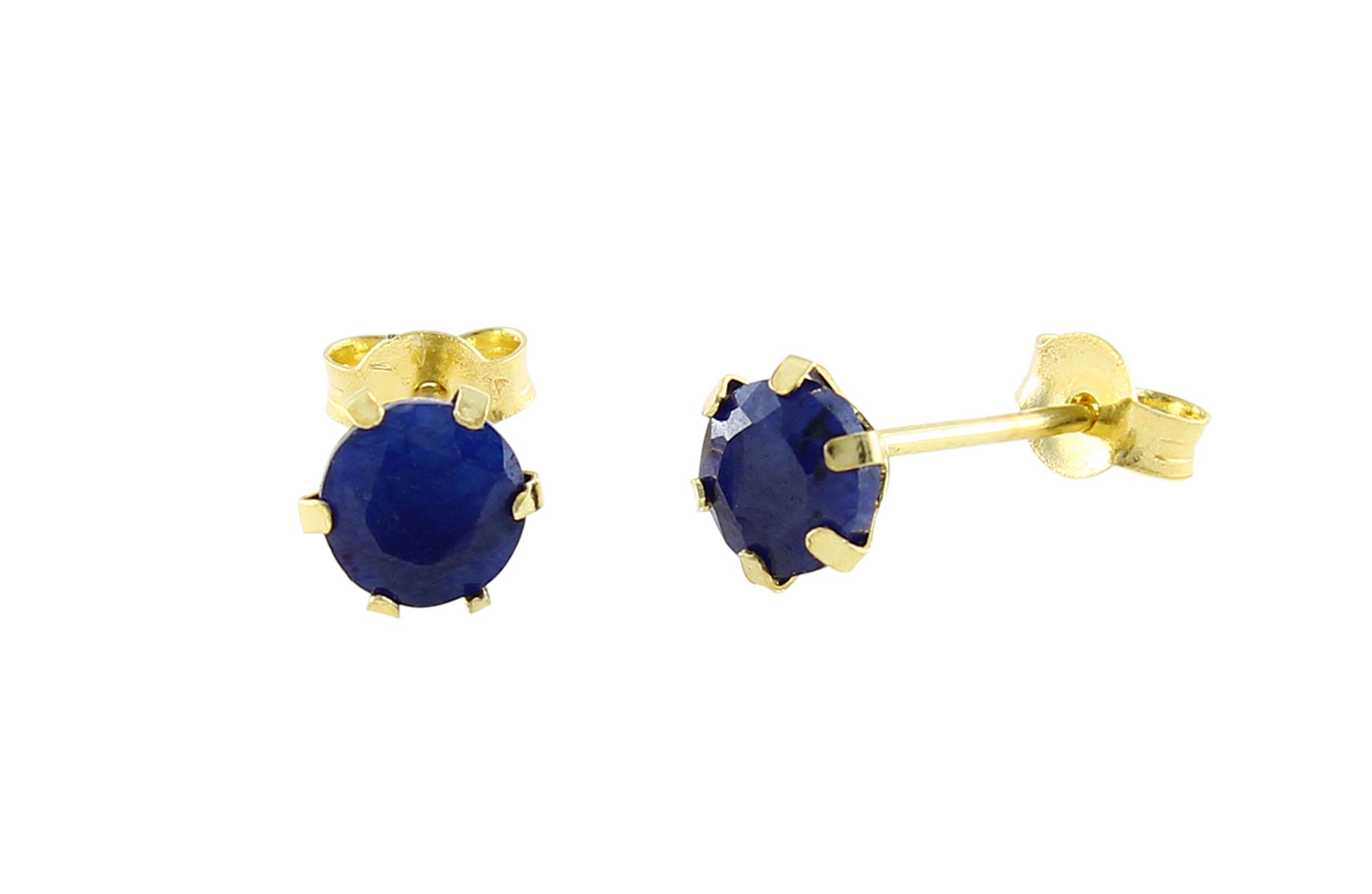 Vera Perla  18K Solid Yellow Gold and 4mm Genuine Sapphires Earrings 