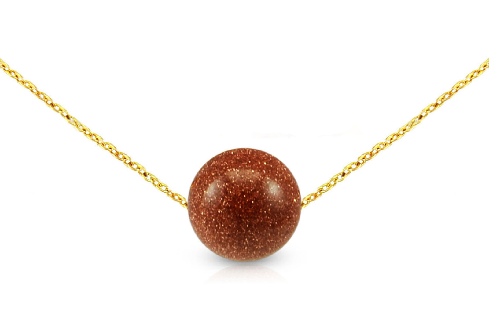 Vera Perla 10k Gold Simple 10mm Sunstone Necklace