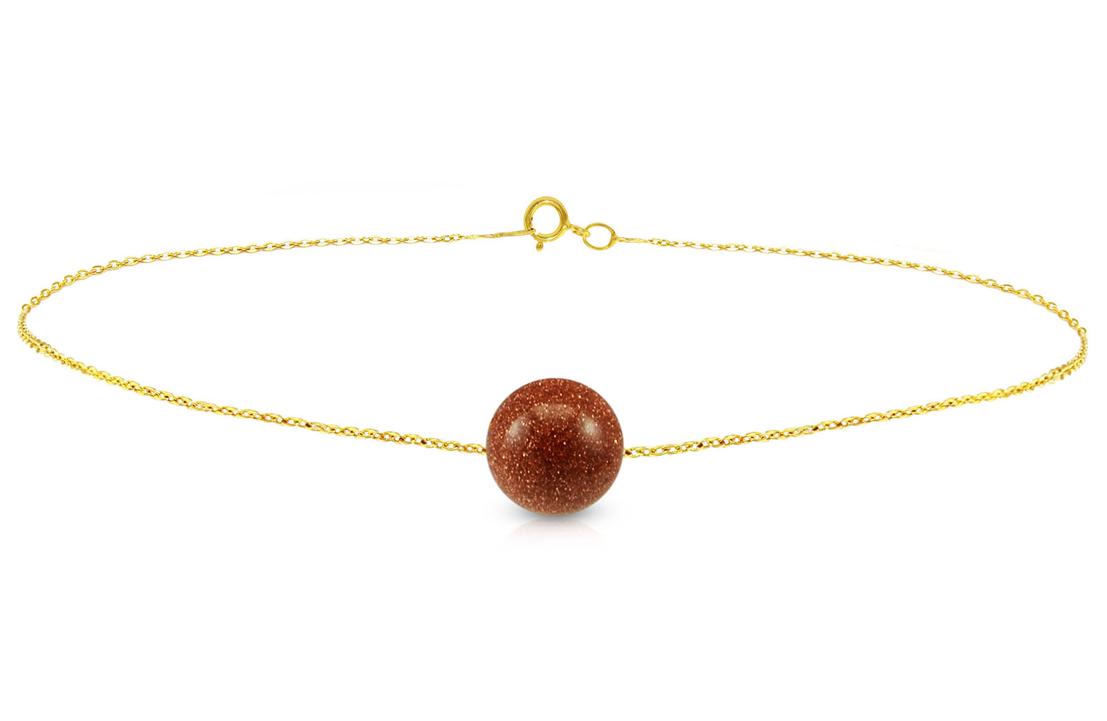 Vera Perla 10k Gold Simple 10mm Sunstone Bracelet