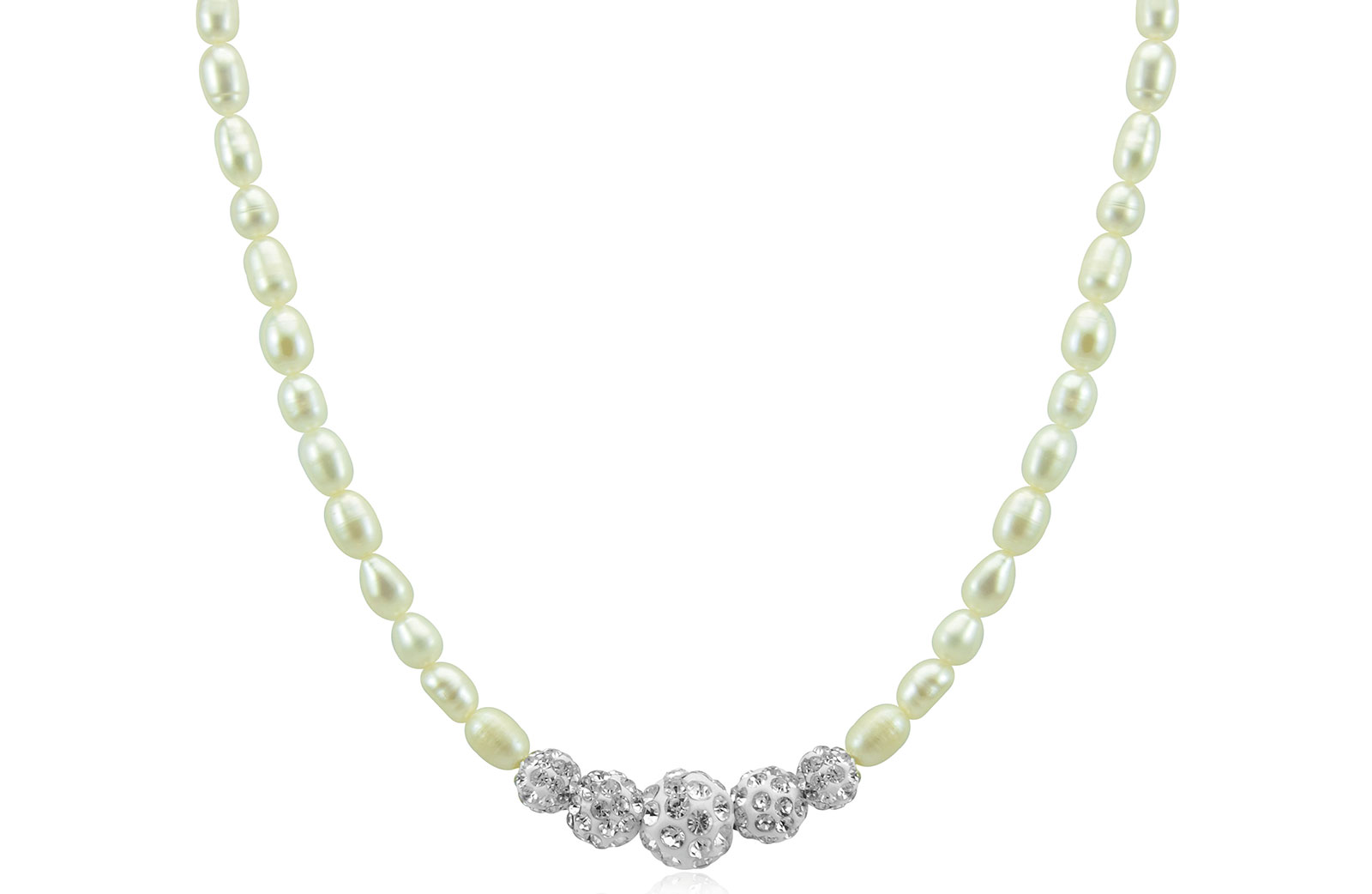 Vera Perla 10K Gold Gradual Crystals  & Pearls Strand Necklace