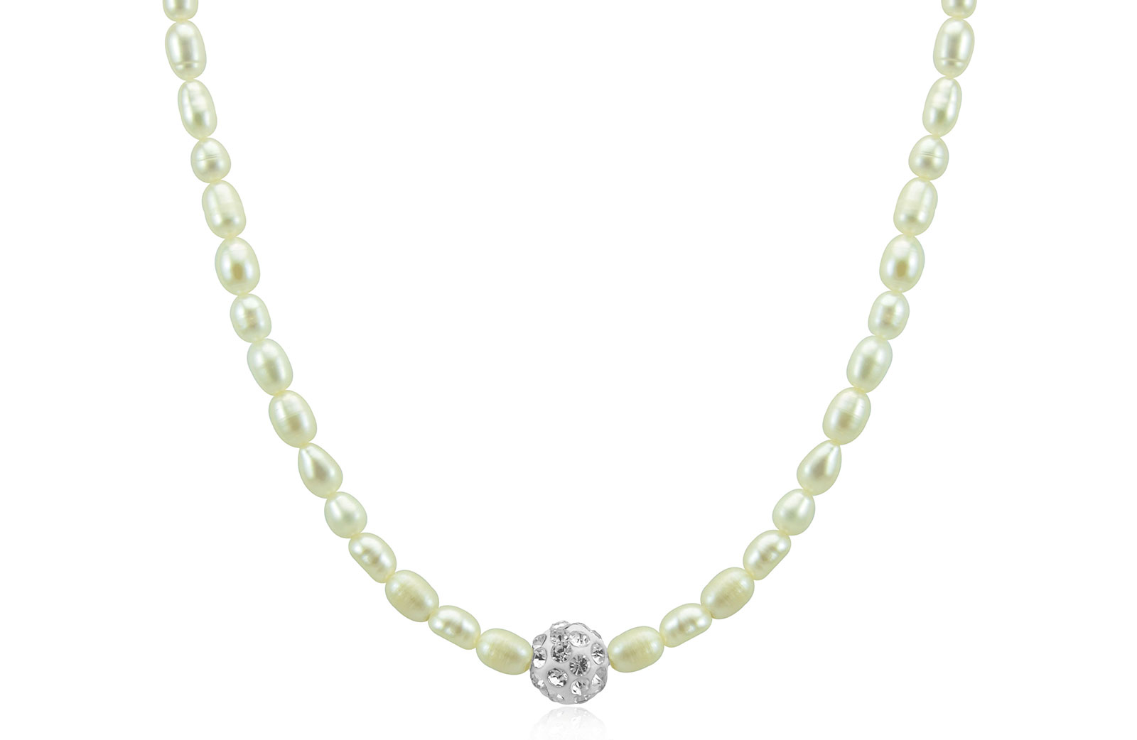 Vera Perla 18K Gold  Crystal Ball & Pearls Strand Necklace