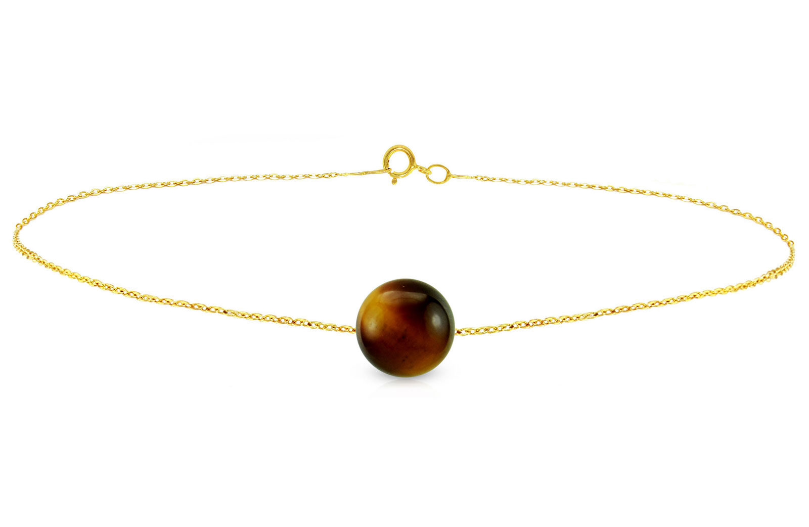 Vera Perla 18k Gold Simple 7mm Tiger Eye Bracelet