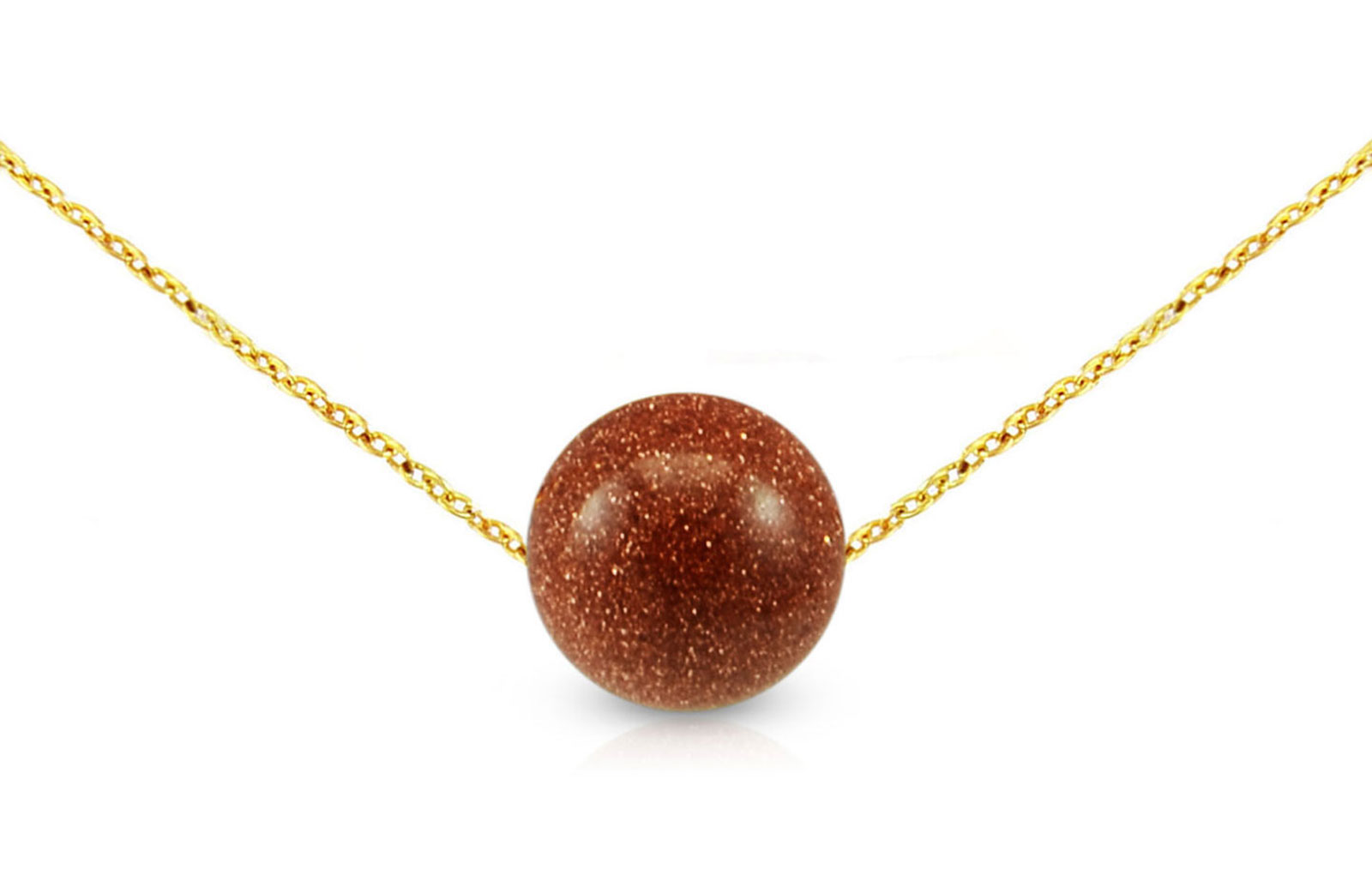 Vera Perla 18k Gold Simple 10mm Sunstone Necklace