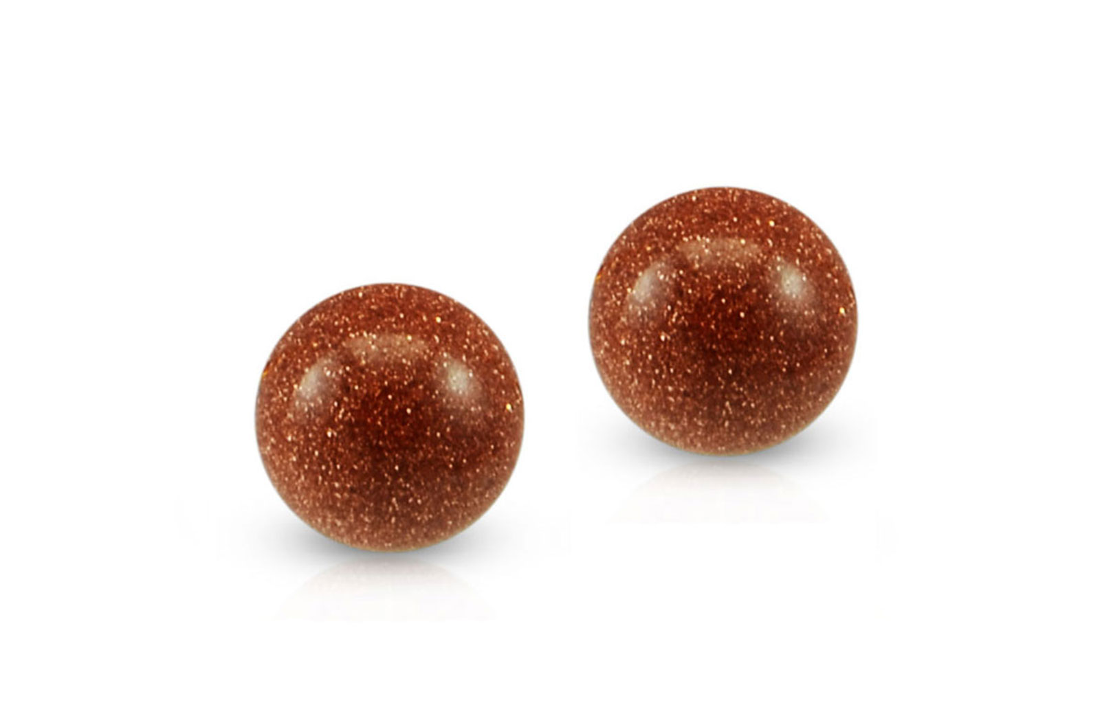 Vera Perla 18k Gold Simple 7mm Sunstone Earrings