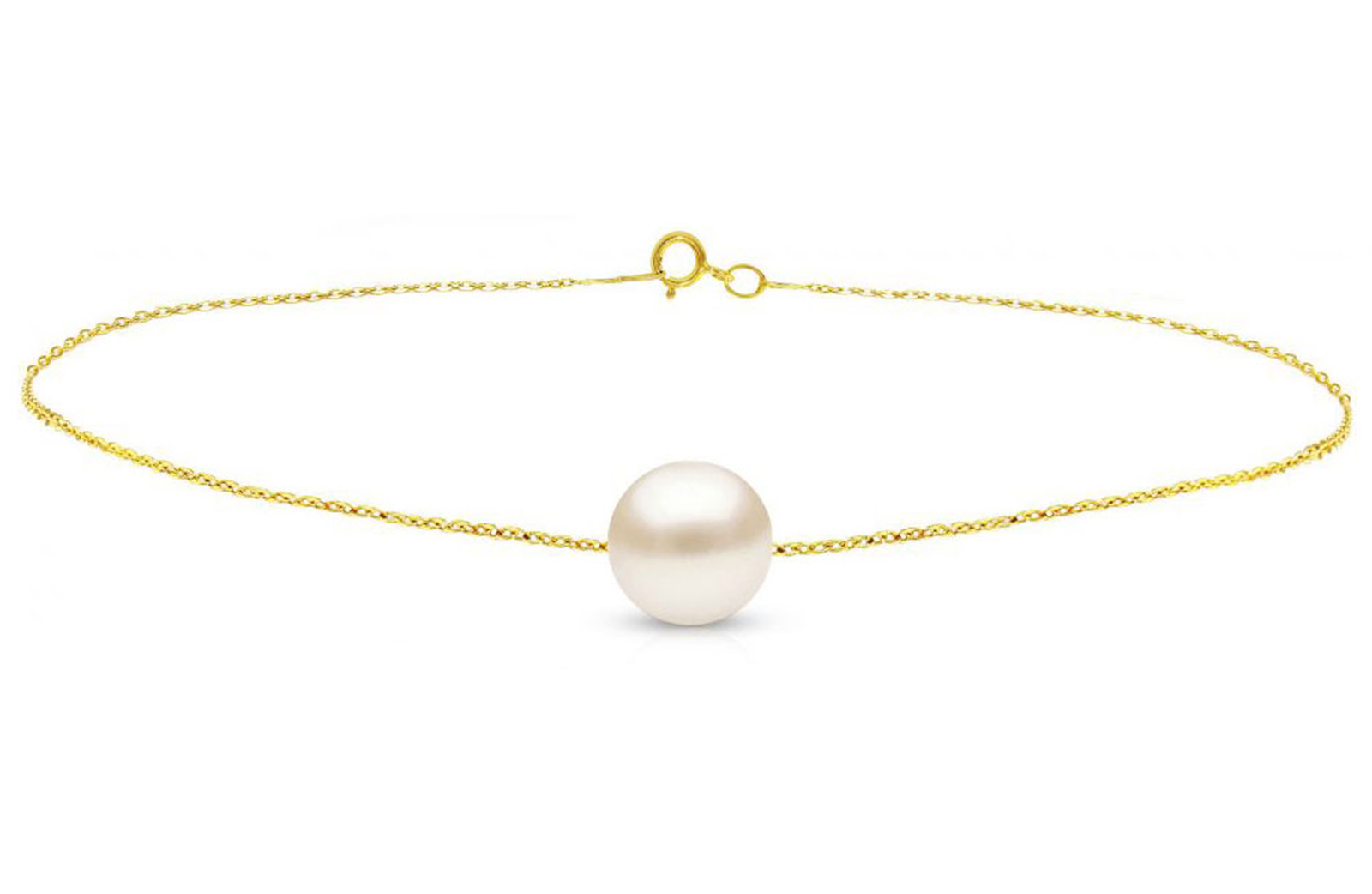 Vera Perla 10K Gold 7mm White Pearl Bracelet