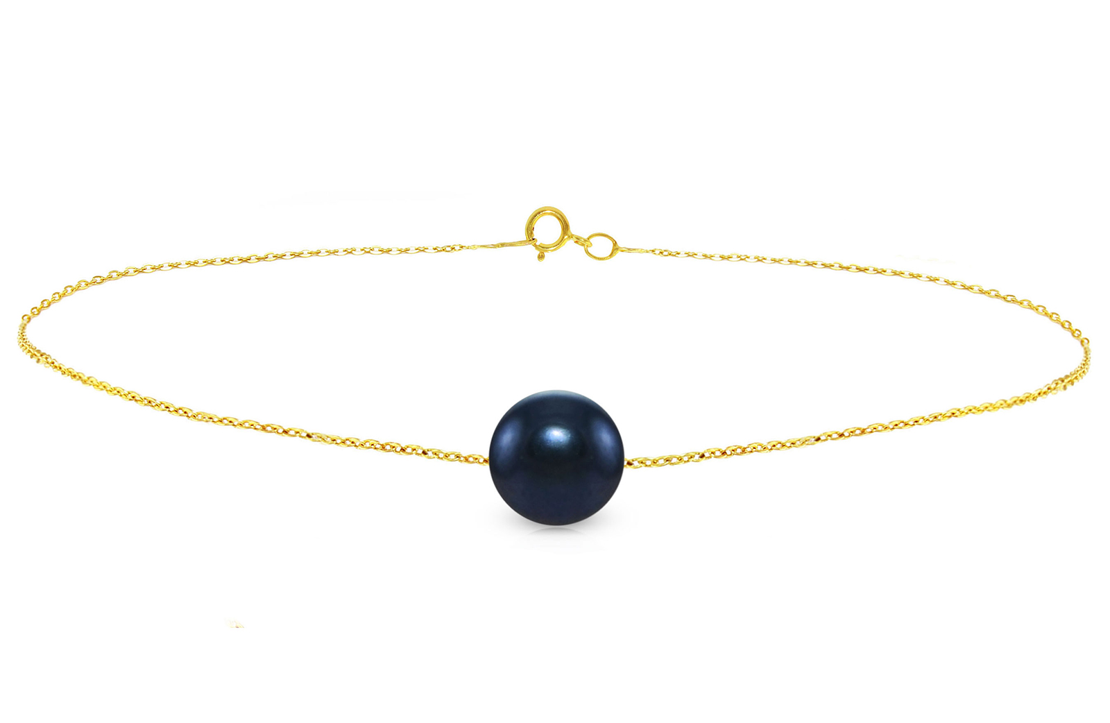 Vera Perla 10K Gold 7mm Black Pearl Bracelet