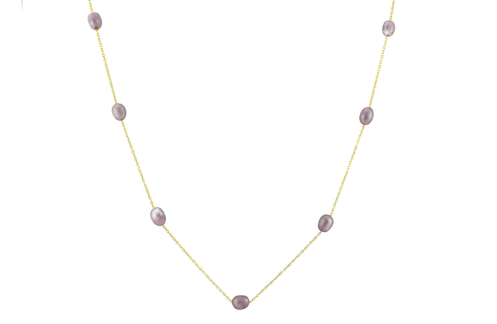 Vera Perla 10K Gold Purple Pearls Opera Necklace