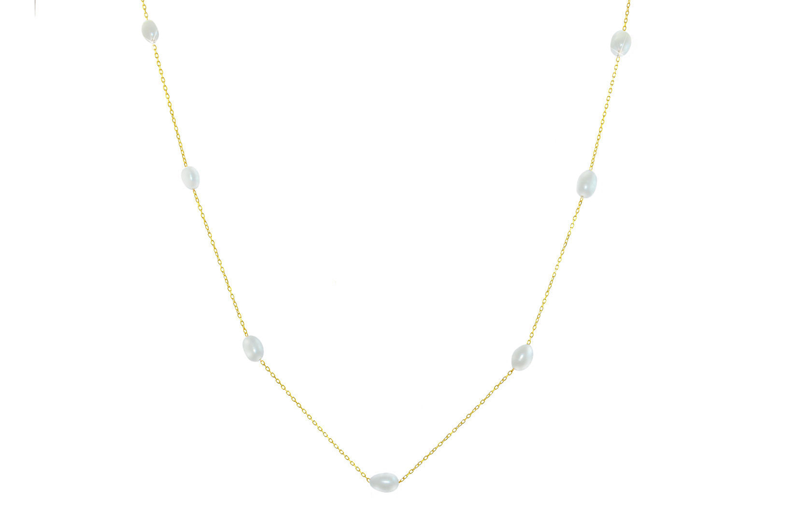 Vera Perla 18K Gold White Pearls Opera Necklace