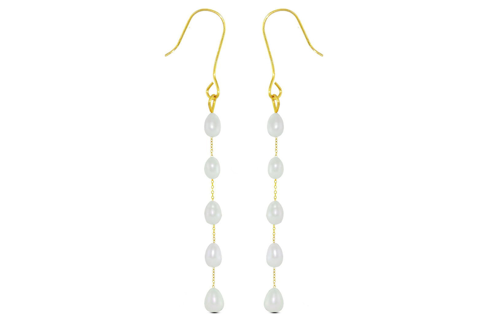 Vera Perla 18K Gold White Pearls Opera Drop Earrings