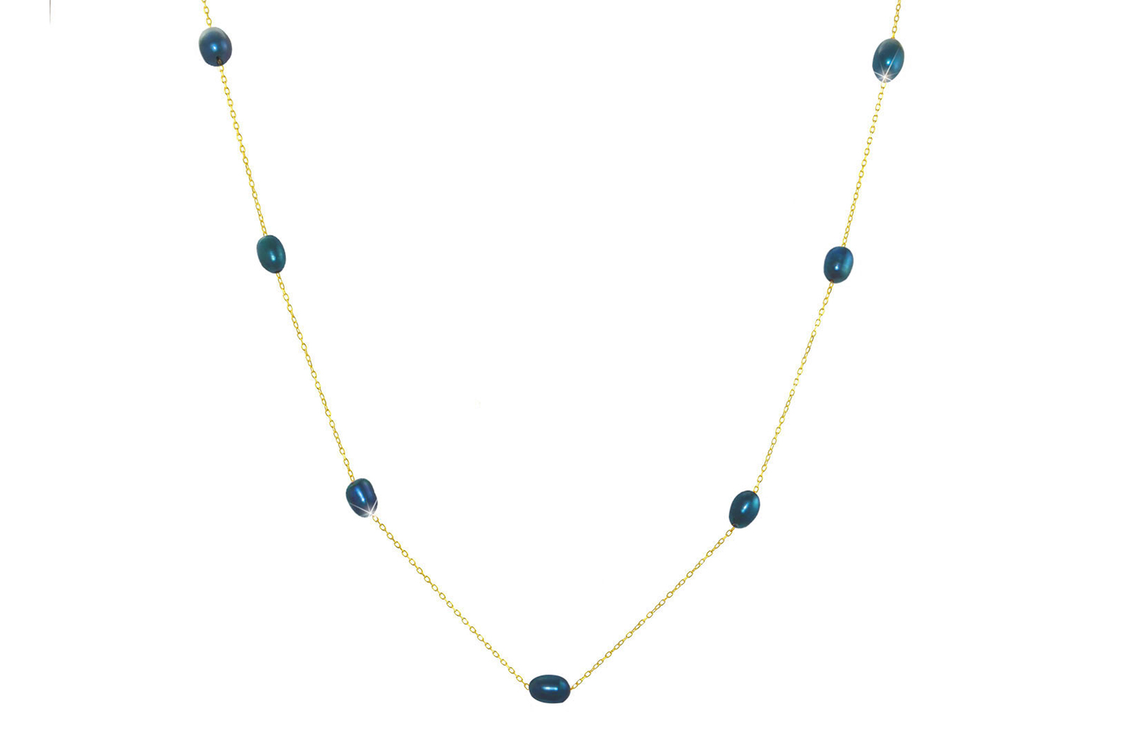 Vera Perla 18K Gold Black Pearls Opera Necklace