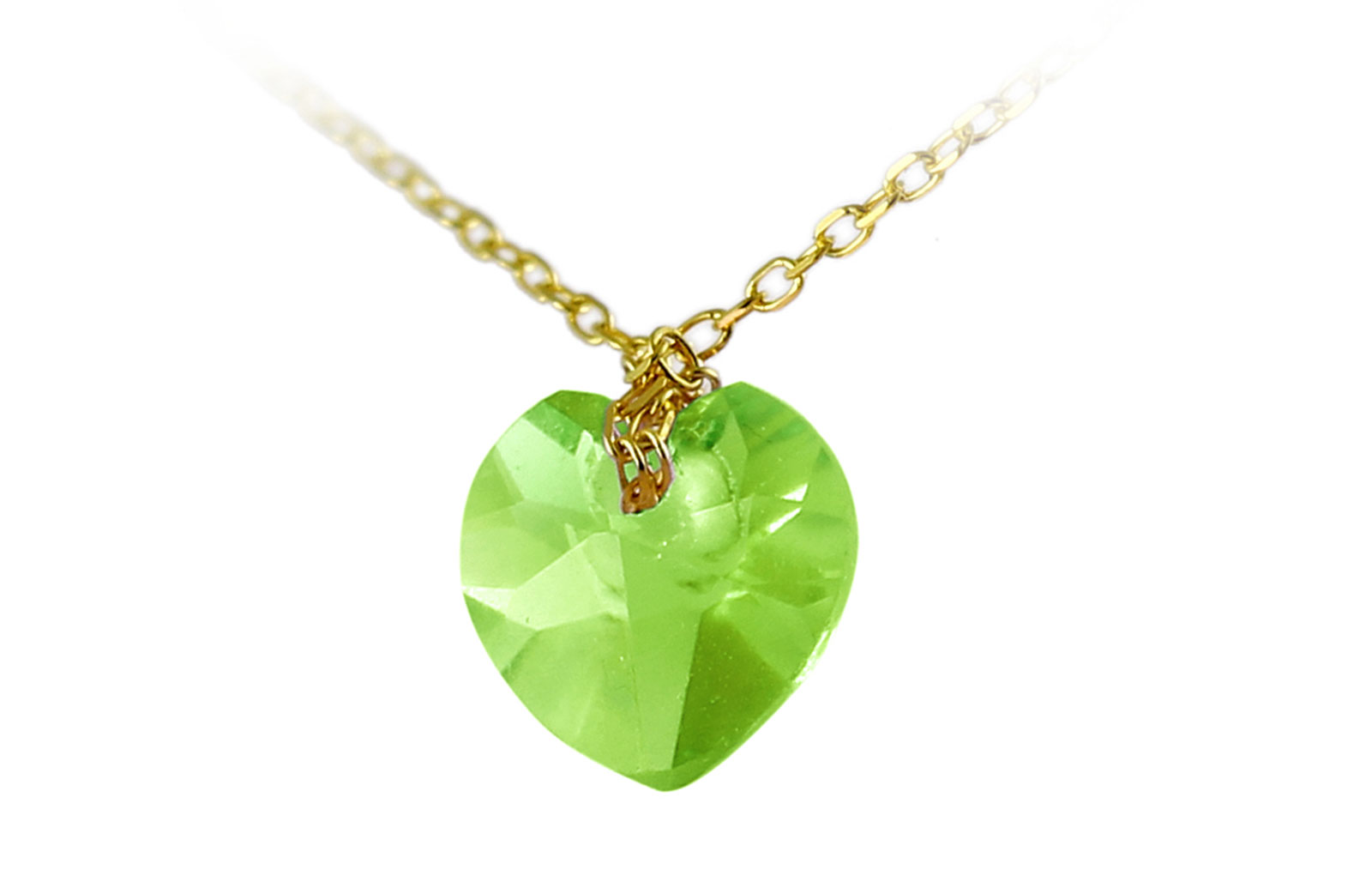 Vera Perla  10k Yellow Gold 7mm Heart Cut Genuine Peridot Necklace
